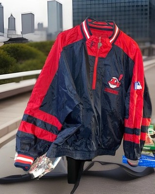 Size Large - Reversible Cleveland Chief Wahoo Windbreaker Pro Player Jacket Vtg