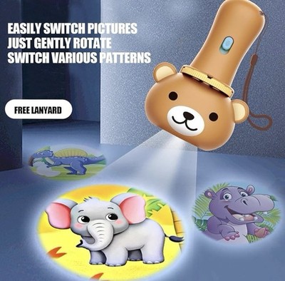 Kids Projection Flashlight Toy Projector Torch Multi Slides Educational Toy