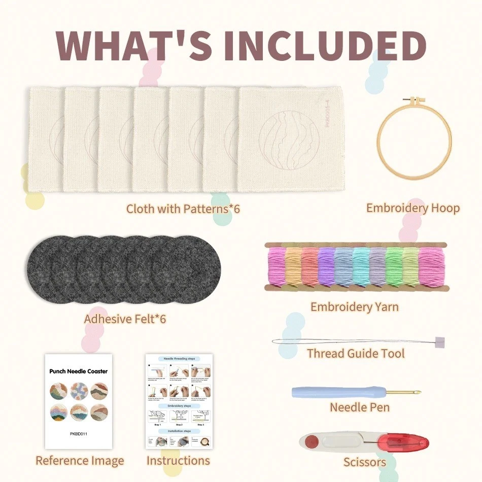 Kit de agujas perforadoras hágalo usted mismo de 6 piezas con patrones de montaña rusa de frutas - Juego de inicio de bordado Foto 4 de 4