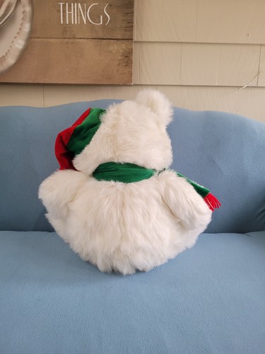 Peluche orso di Natale paffuto bianco con cappello sciarpa 16" PBC International - Foto 4 di 8