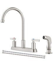 Kitchen Faucet with Sprayer 2 Handle Kitchen Sink Faucets 8 Inch Centerset 3 ...