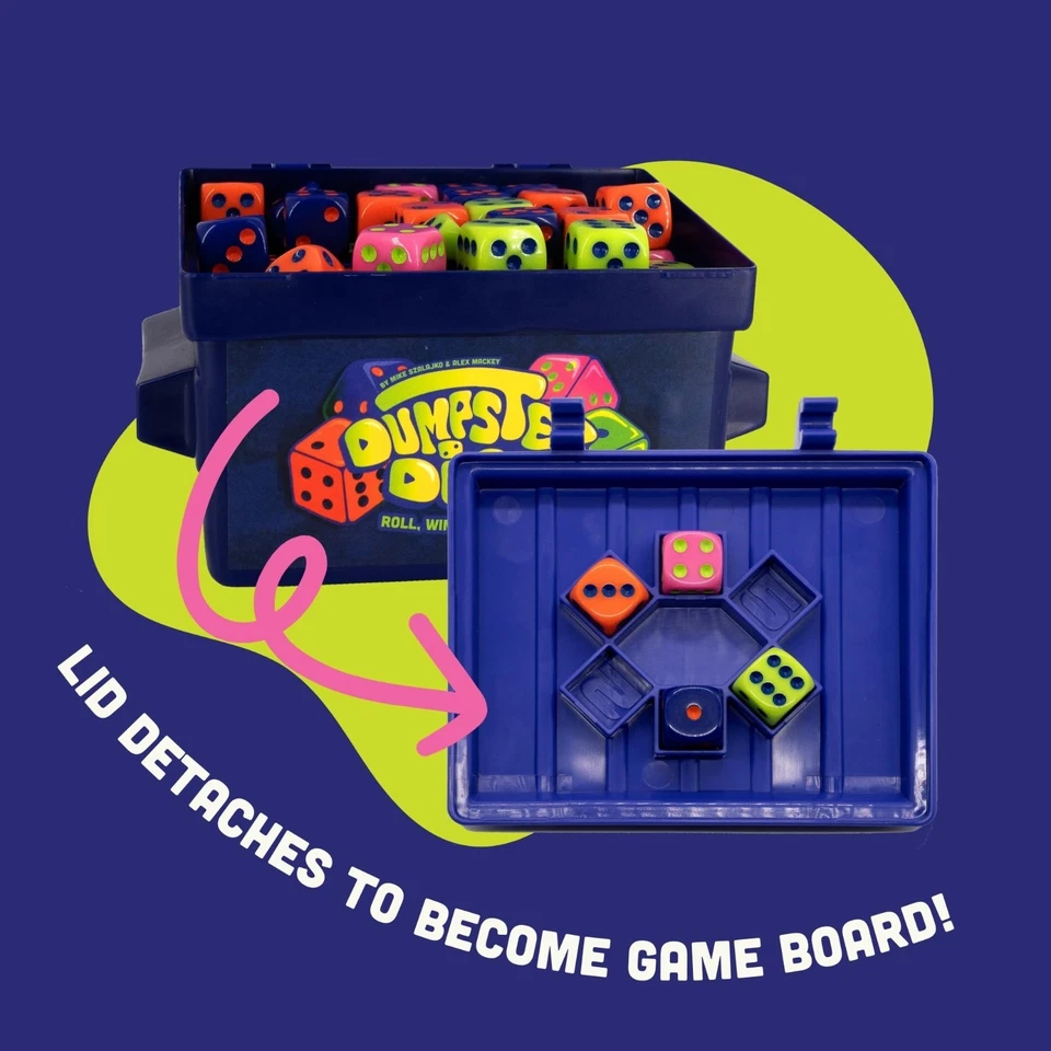 Family Dice Game with Dumpster, 80 Dice & Stickers | 4 Player Travel Game - Image 4 of 4