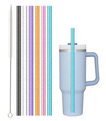 Straw with Stanley 40 oz 30 oz Cup Tumbler, 6 Pack Reusable Straw with Cleani...