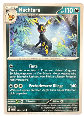 Nachtara 130/197 Obsidianflammen Pokemon Karte   Deutsch   NM   2023