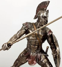 ACHILLES W/ Spear & Shield GREEK MYTHOLOGY Sculpture Statue Bronze Finish