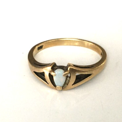 2,18 g Vintage ANTIKER Ring MARKIERT 10K MASSIV GELBGOLD Größe 6,5 OPAL Schmuck Konvolut y
