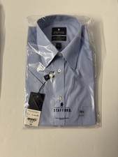 NWT Men's Stafford Regular Fit Short Sleeve Travel Shirt Sz 15 1/2, LIGHT BLUE