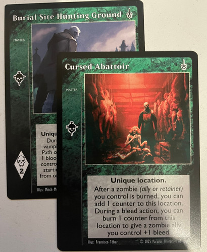 Vtes 1x Cursed Slaughterhouse + 1x Burial Site Hunting Ground V5 Master 608
