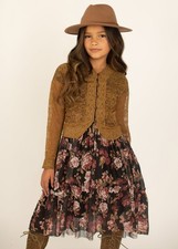 Joyfolie Shawney Cardigan in Bistre Girls Size 8 Sweater Top