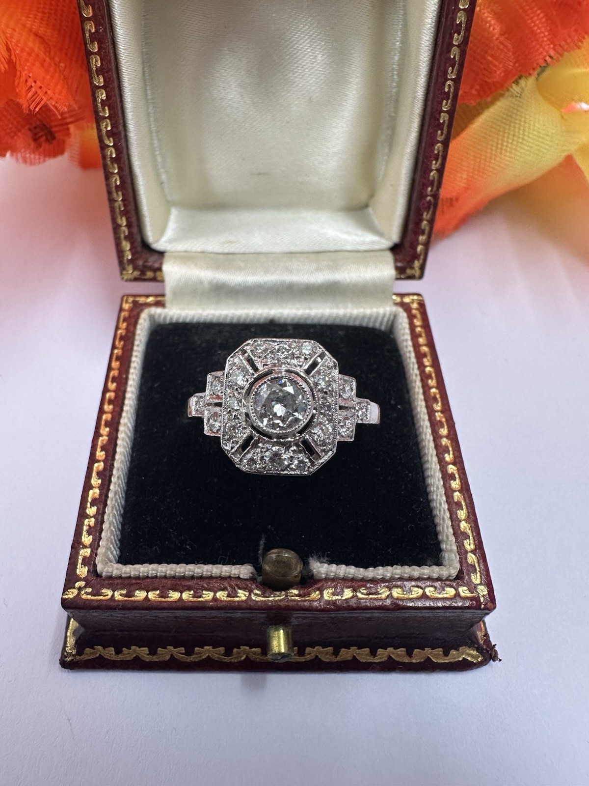 Gorgeous 0.75ct Platinum Tablet Deco Diamond Ring