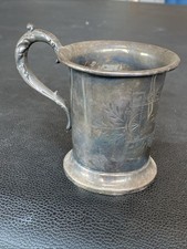 Antique Victorian Baby Christening Cup Webster Silver Plate Engraved HELEN Mono