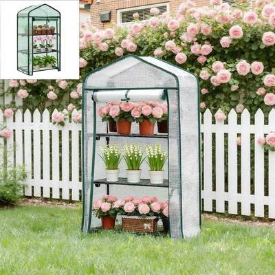 Garten Gewächshaus Pflanzenschutz Foliengewächshaus Pflanzenhaus mit Roll-Up Tür