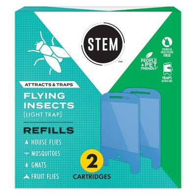 STEM Flying Insect Light Trap Refill Cartridges, Indoor Fruit 2 Count, White