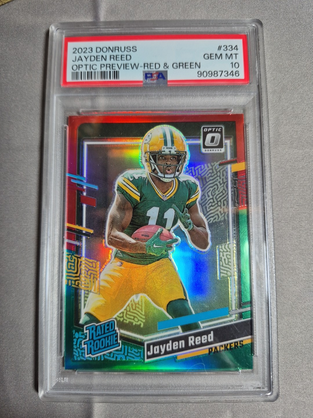 Jayden Reed Panini Donruss #334 Optic Preview-Red & Green