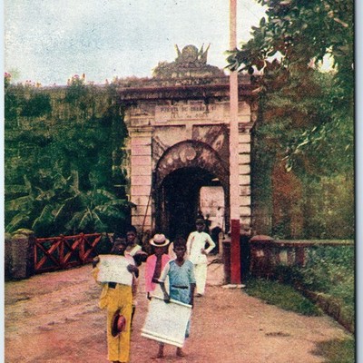 c1910s Manila, Philippines Old Gateway Arched Entrance Cross Colonial Era A351