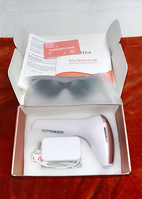 inmza D-1176 IPL Hair Removal Device Corded White/Rose Gold w/ Adapter Glasses