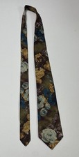 Vintage Burberry  s 100 Silk Necktie Tie Dress Floral England RARE Designer