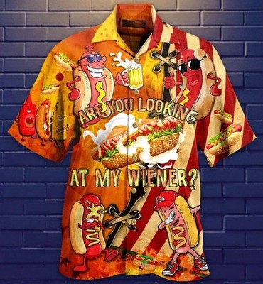 Are You Looking At My Wiener Cool Design   Aloha Hawaiian Shirt
