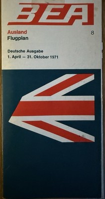 BRITISH EUROPEAN AIRWAYS BEA   GERMAN BERLIN  TIMETABLE WINTER 1971  EDT.8