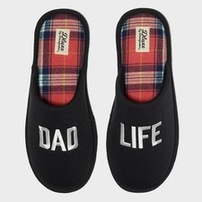 Dluxe By Dearfoams Mens Dad Life Slide Slippers 92542420 Black S 7-8 