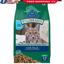 High-Protein Grain-Free Dry Cat Food Duck Recipe Natural For Adult Cats 4lb New