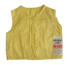 Vintage 60s baby 9mo 2pc Cotton Outfit Yellow Vest Top Shorts gender neutral USA
