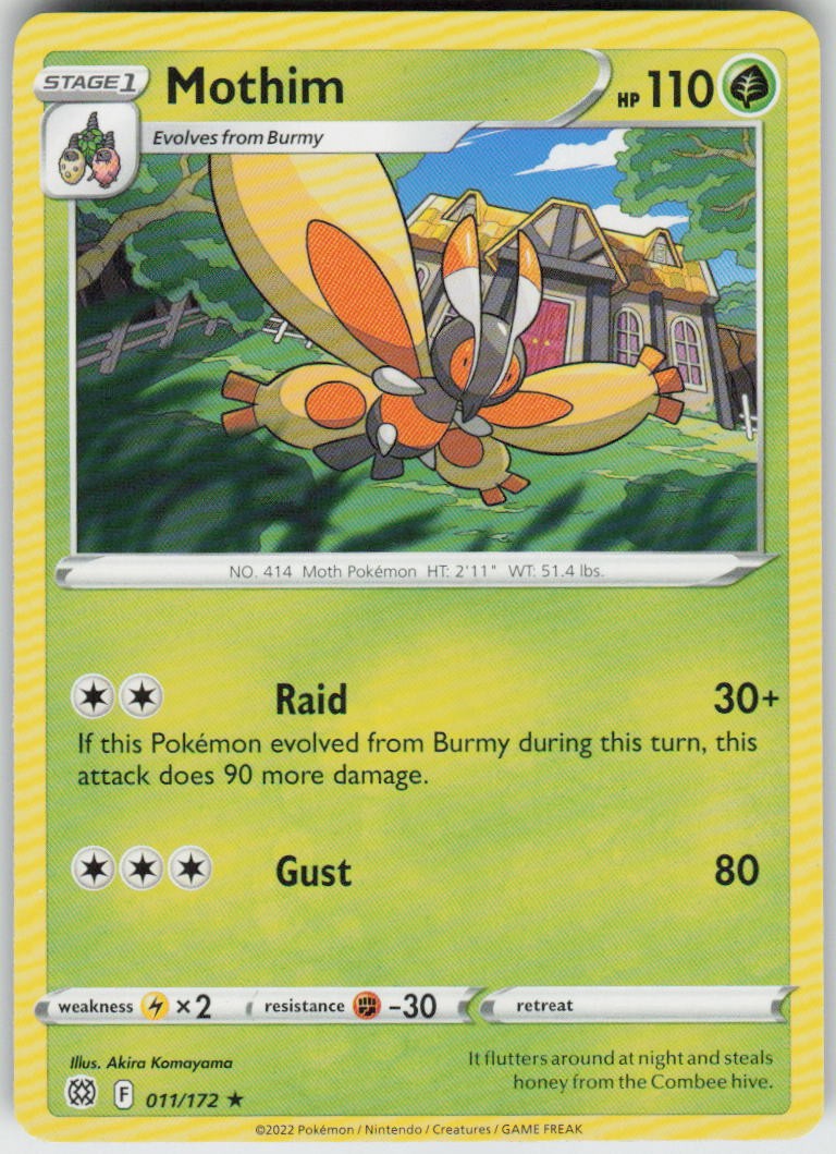 Mothim 011/172 Rare Brilliant Stars Pokemon Lightly Played