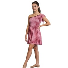 One Shoulder Ruffle Pink Tie-Dye Dance Dress XLA Solo Lyrical Performance