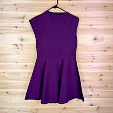 NEW Zara Dress Womens Small Purple Pleated Sleeve Fit and Flare Mini Dress