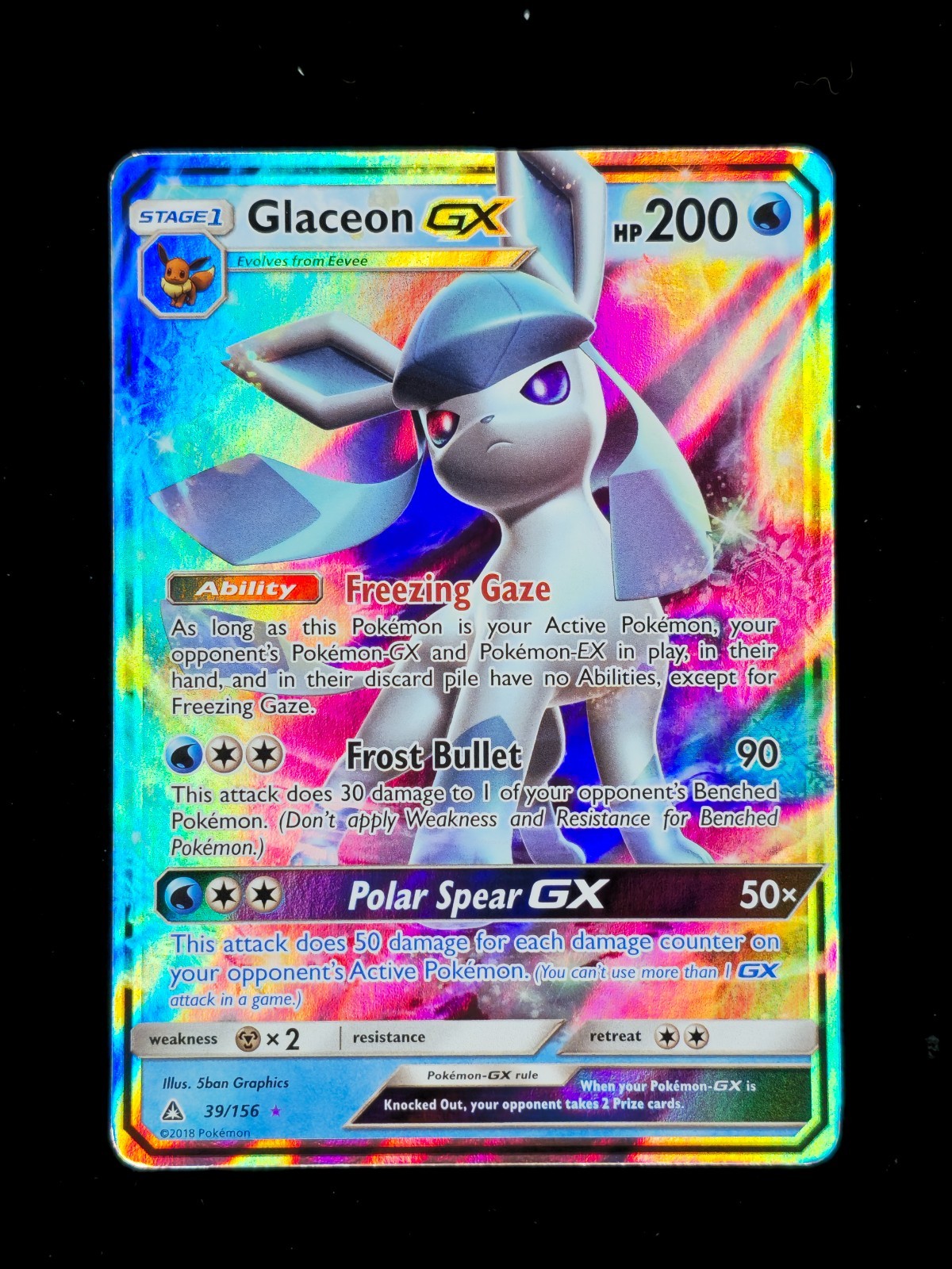 Glaceon GX 39 Pokémon Ultra Prism 2018 NM 🔥🔥🔥