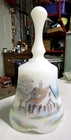 1993 FENTON Country Cottage BELL signed A FARLEY 1993 Vintage Hand Painted Glass