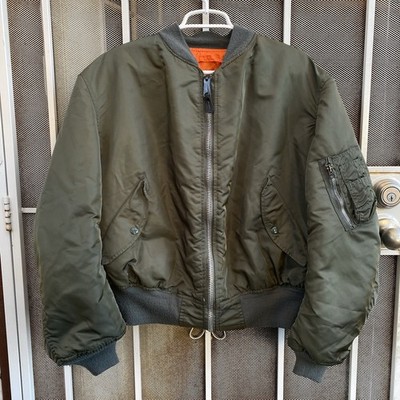 Alpha Industries MA-1 Bomber Jacket USA Made 80s Green Large