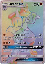 Moderately Played, English Pokemon Holo Lucario GX - 135/131 - Secret Rare SM -