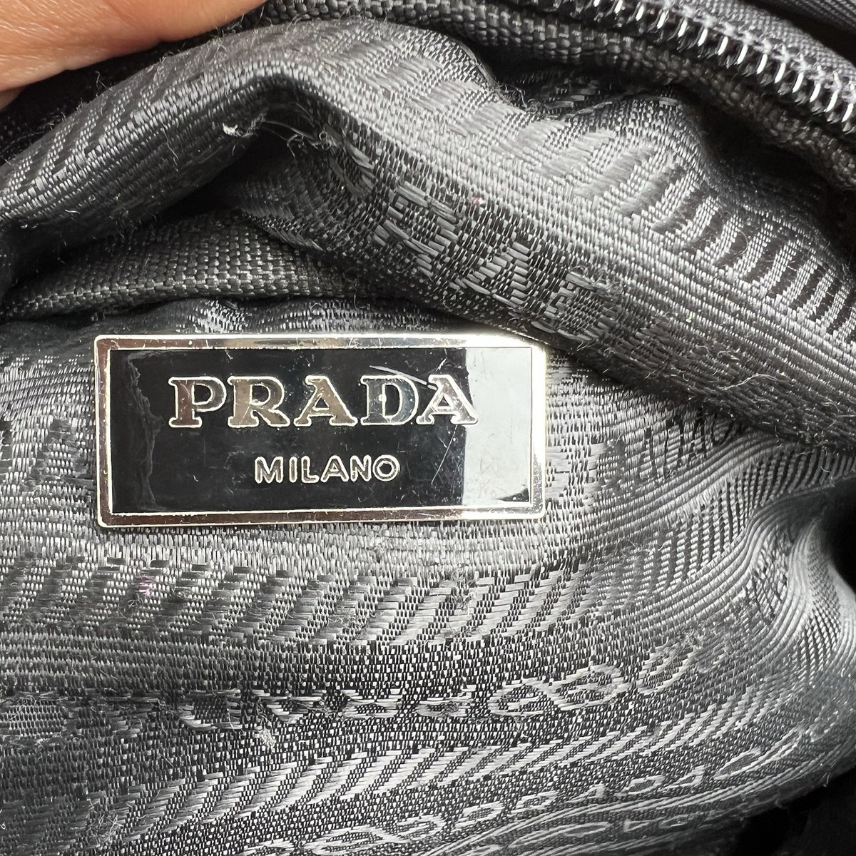 PRADA Black Nylon Belt Bag Crossbody Bag Y2K Made in Italy Missing