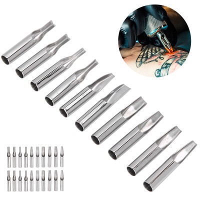 10 Stücke Edelstahl Tattoo Düsenspitzen Nadeln Rohr Grip Spitze Tattoo Supply