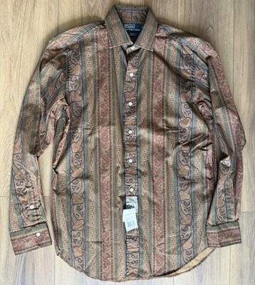 Vintage Polo Ralph Lauren Regent Floral Paisley Button Up Shirt Size M 90s Rare