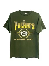 Vintage 90s Green Bay Packers T Shirt Size XL NFL Faded Green