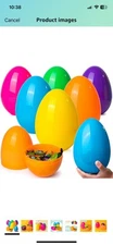 JOYIN 6 Pcs 7" Jumbo Plastic Easter Eggs, Bright Solid 6 Assorted Colors Empty