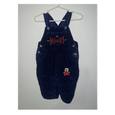 Vintage Mickey Mickey Mouse Corduroy Navy Blue Overall One-Piece 6-9 Months