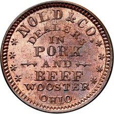 1863 Wooster Ohio Civil War Token Nold & Co R5 NGC MS66 RB Ex Hetrich