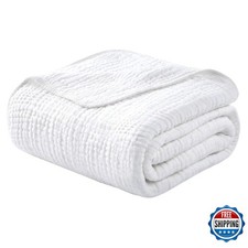 Yoofoss Muslin Blanket 100 Organic Cotton Twin Size 60" x 80" White