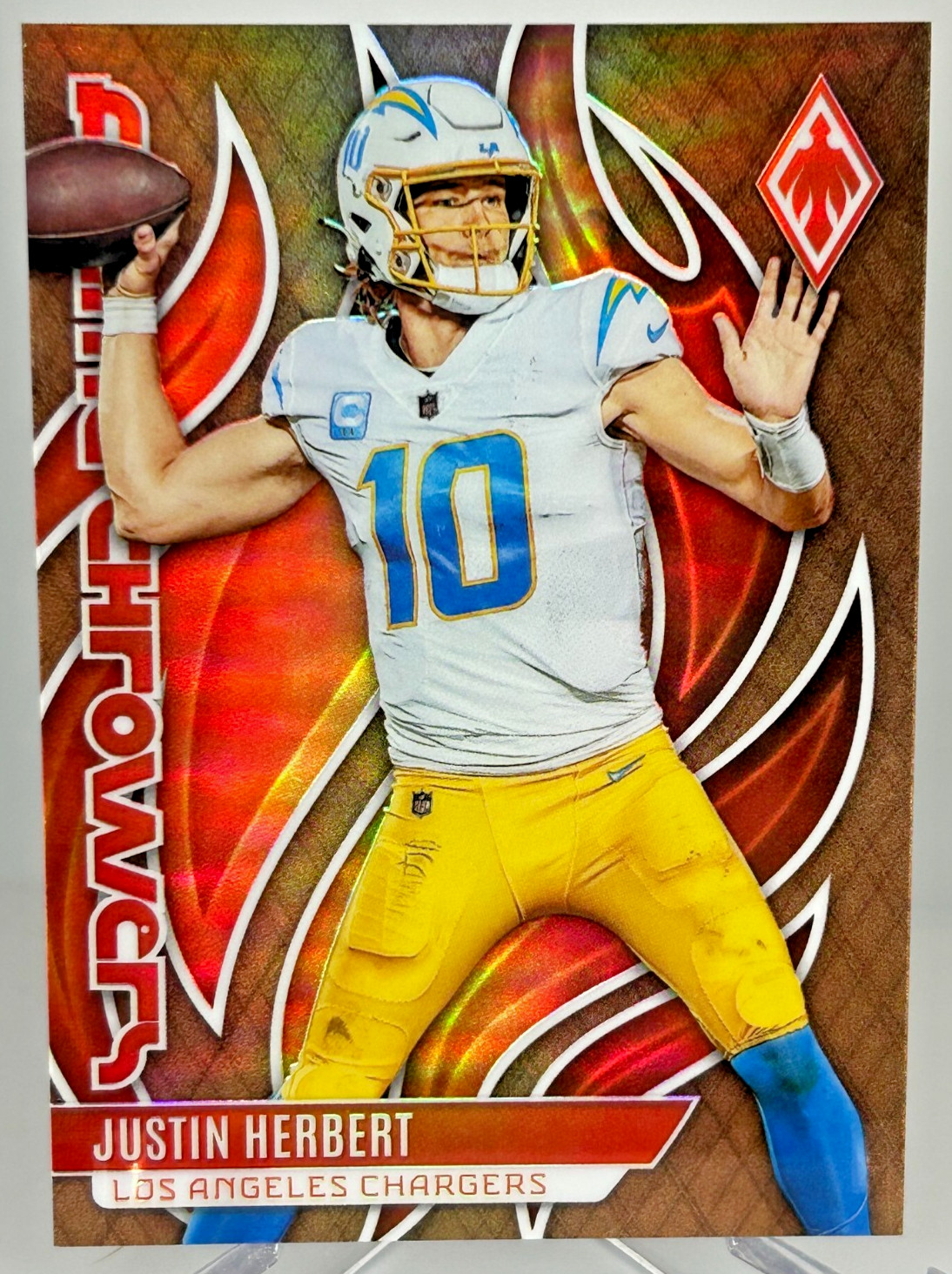 Justin Herbert 2023 Panini Phoenix Flame Throwers GOLD /50 #FLA-25 Chargers
