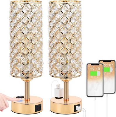 2x Lamparas De Mesa Luces Elegante Modernas Cristal Para Sala Dormitorio Cocina