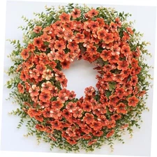 26" Fall Wreath for Front Door, Porch, Window - Large Artificial Boxwood 