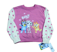 Girls Bluey Bingo Chloe Pink Heart Sweatshirt Valentines Day Size 4T NWT