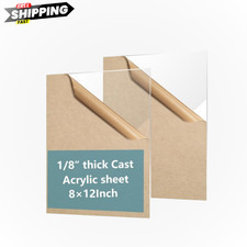 2 Pack Clear Acrylic Sheets for Laser Cutting 1/8inch Thick 8 12in Plexiglass...