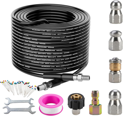 #ad Sewer Jetter Kit for Pressure Washer 50Ft，Drain Cleaner Hose 1 4 Inch NPT Corner $47.66