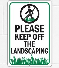 Please Keep Off the Landscaping Metal Sign Yard Grass Lawn Compliance Decor