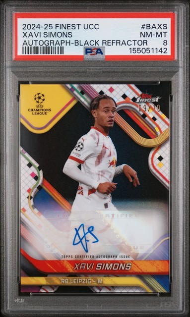 2024-25 TOPPS FINEST UEFA CLUB COMPETITIONS AUTO #BAXS XAVI SIMONS 9/10 PSA 8