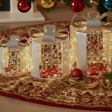 Light Up Christmas Gift Boxes Set of 3 Pre Lit Present Decoration Indoor Outdoor